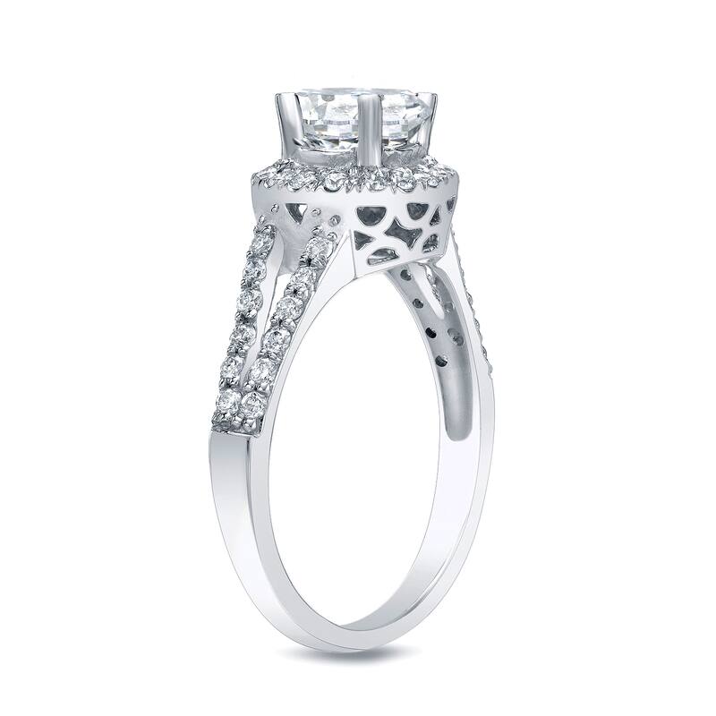 Auriya 1 1/4ctw Round Halo Diamond Engagement Ring Platinum Gold Certified