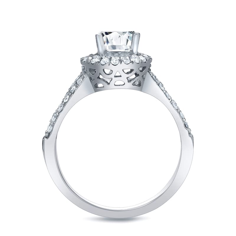 Auriya 1 1/4ctw Round Halo Diamond Engagement Ring Platinum Gold Certified