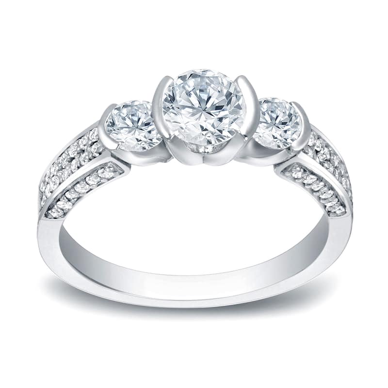 Auriya Platinum 1 1/2ctw 3-Stone Diamond Engagement Ring (H-I, SI1-SI2)