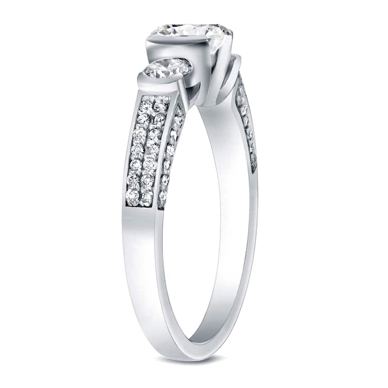 Auriya Platinum 1 1/2ctw 3-Stone Diamond Engagement Ring (H-I, SI1-SI2)