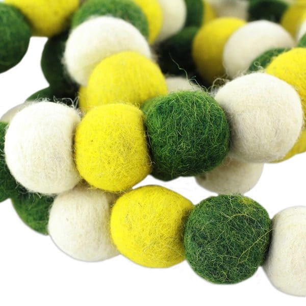 Lemon Pom Pom Garland- Yellow & Black Wool Felt Balls