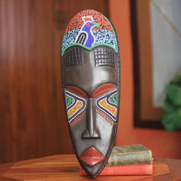 Handmade Sese Wood 'Victorious Rooster' African Wall Mask (Ghana) - Bed ...