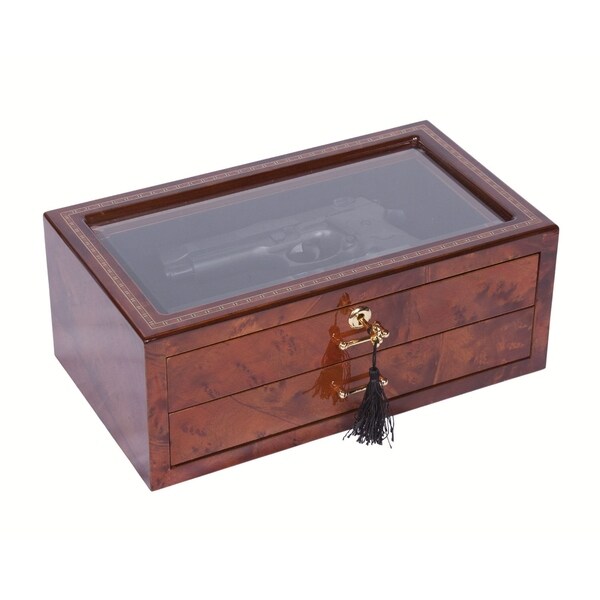 Gun/Knife Wood Collector Box Rustic Burl with Windowed Lid