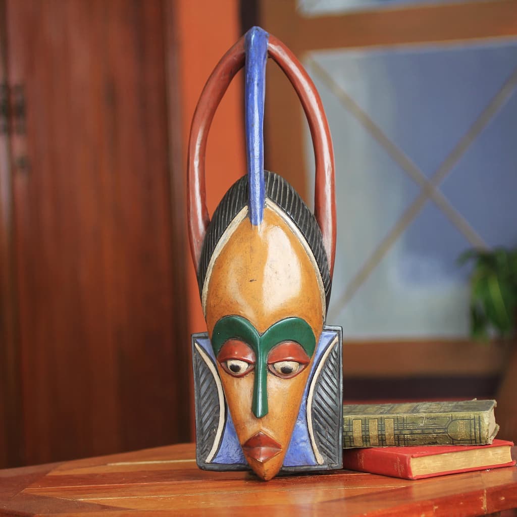 Handcrafted Sese Wood 'Odo' African Wall Mask (Ghana)