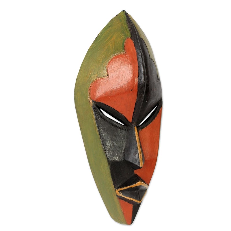 Handmade Sese Wood 'Handsome Ewe Elder' Africa Wall Mask (Ghana)