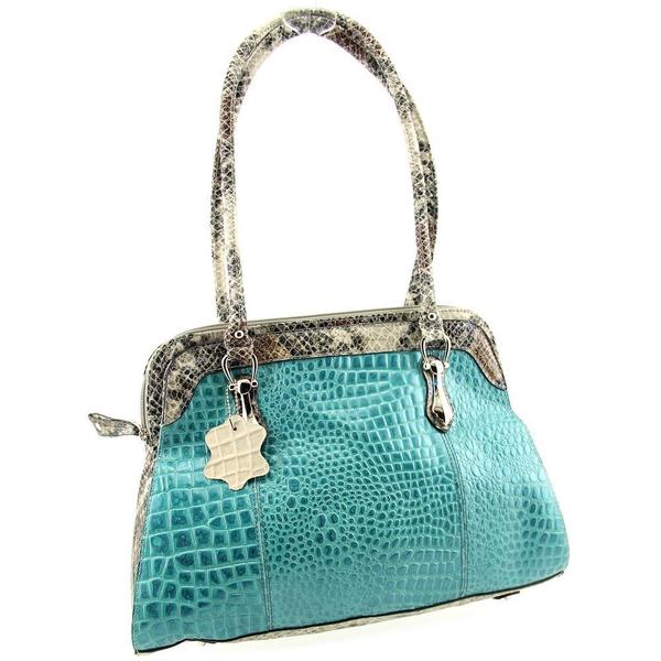Madi Claire Women S 1573 Blue Leather Exotic Handbag Free Madi Claire Women X27 S 1573