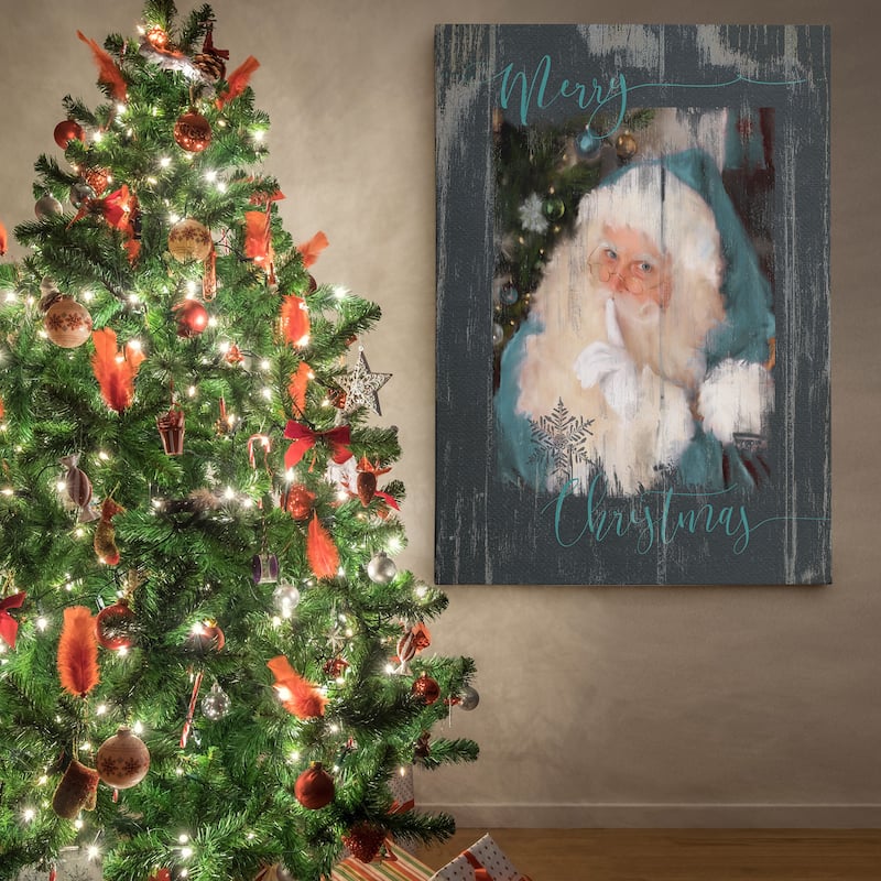 Carol Robinson 'A Teal Santa' Premium Gallery-wrapped Canvas