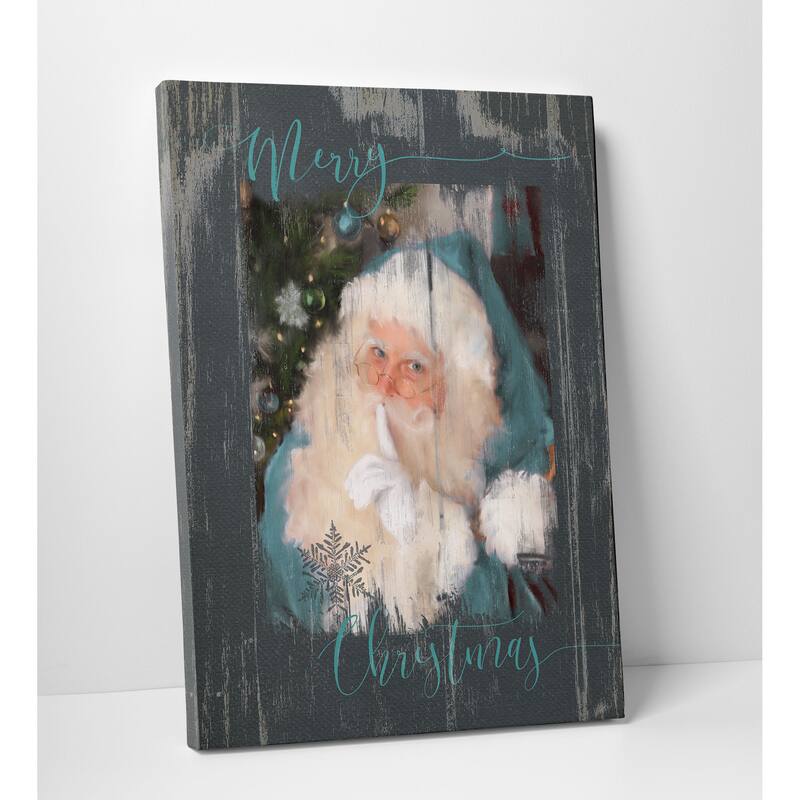 Carol Robinson 'A Teal Santa' Premium Gallery-wrapped Canvas
