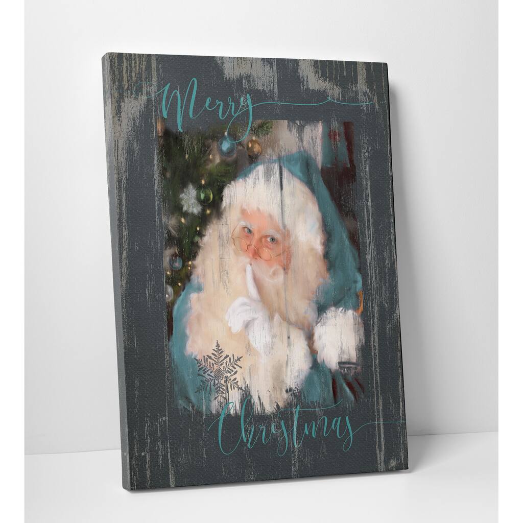 Carol Robinson 'A Teal Santa' Premium Gallery-wrapped Canvas