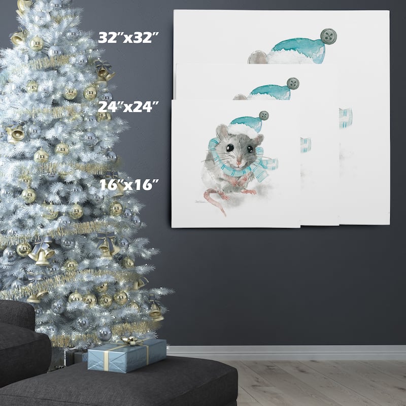 Carol Robinson 'Christmas Critter Mouse' Gallery Wrapped Canvas Wall Art