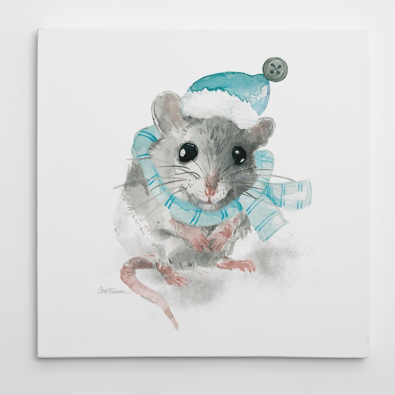 Carol Robinson 'Christmas Critter Mouse' Gallery Wrapped Canvas Wall Art