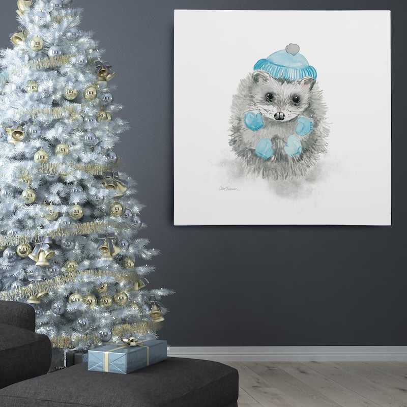 Wexford Home Carol Robinson 'Christmas Critter Hedgehog' Premium Gallery Wrapped Canvas