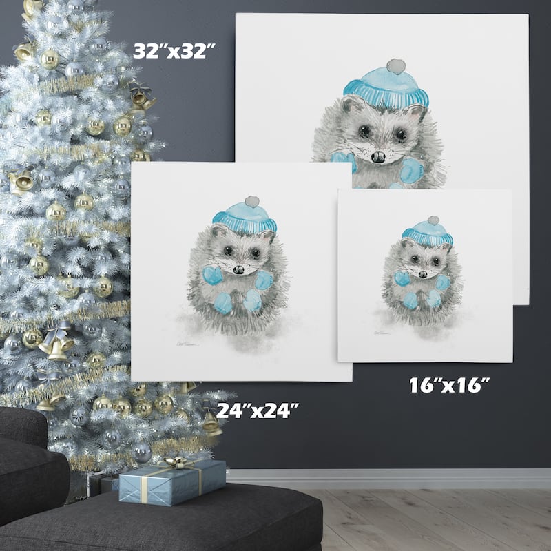Wexford Home Carol Robinson 'Christmas Critter Hedgehog' Premium Gallery Wrapped Canvas