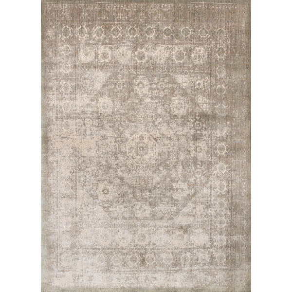 Shop Traditional Grey/ Sage Medallion Distressed Rug 13' x 18' On