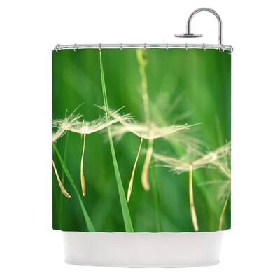 Kess InHouse Robin Dickinson Best Wishes Green Flower Shower Curtain