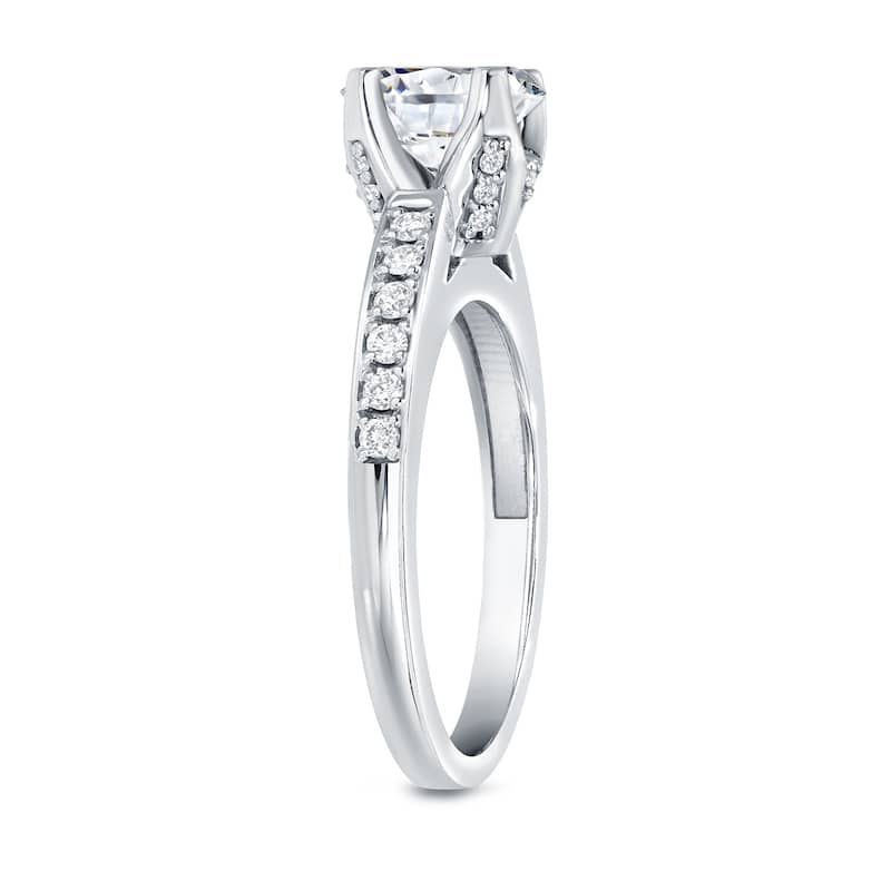 Auriya 1 1/3ctw Round Diamond Engagement Ring Platinum Certified (H-I, SI1-SI2)