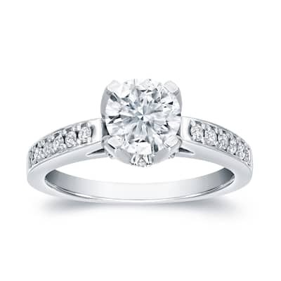 Auriya 1 1/3ctw Round Diamond Engagement Ring Platinum Certified (H-I, SI1-SI2)