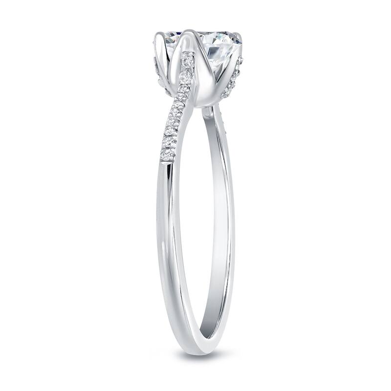 Auriya 1ctw Round Diamond Engagement Ring Platinum Certified