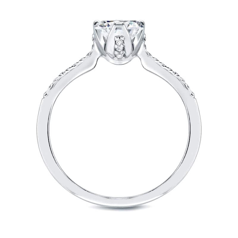 Auriya 1ctw Round Diamond Engagement Ring Platinum Certified