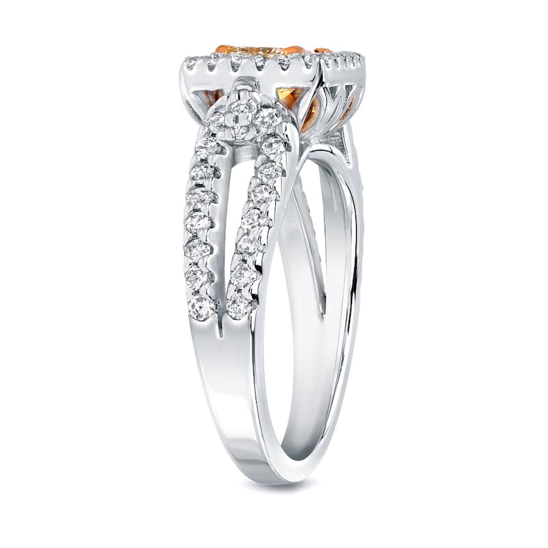 Auriya Platinum 1 2/5ctw Princess-cut Yellow Diamond Engagement Ring (H-I, SI1-SI2)