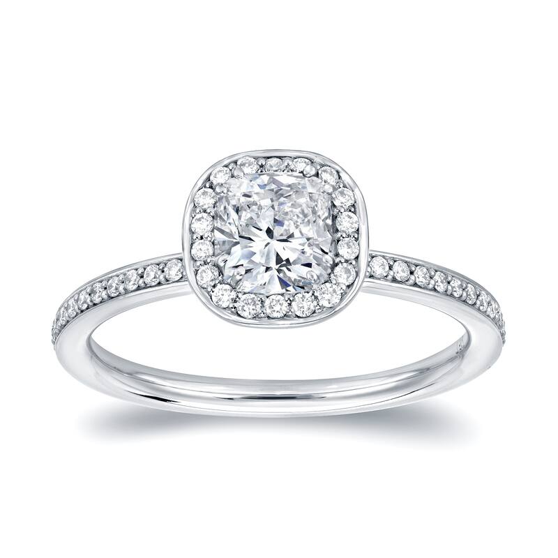 Auriya 4/5ctw Cushion-cut Halo Diamond Engagement Ring Platinum