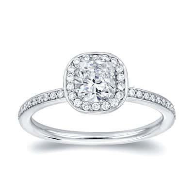 Auriya 4/5ctw Cushion-cut Halo Diamond Engagement Ring Platinum
