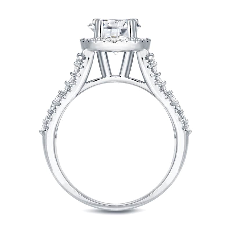 Auriya Unique 1 1/2ctw Round Halo Diamond Engagement Ring Platinum Certified (H-I, SI1-SI2)