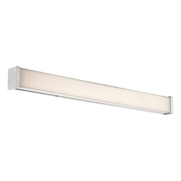 slide 1 of 3, WAC Lighting Svelte Beige/Silver Nickel/Chrome Finish Aluminum 34-inch LED Bath and Wall Light