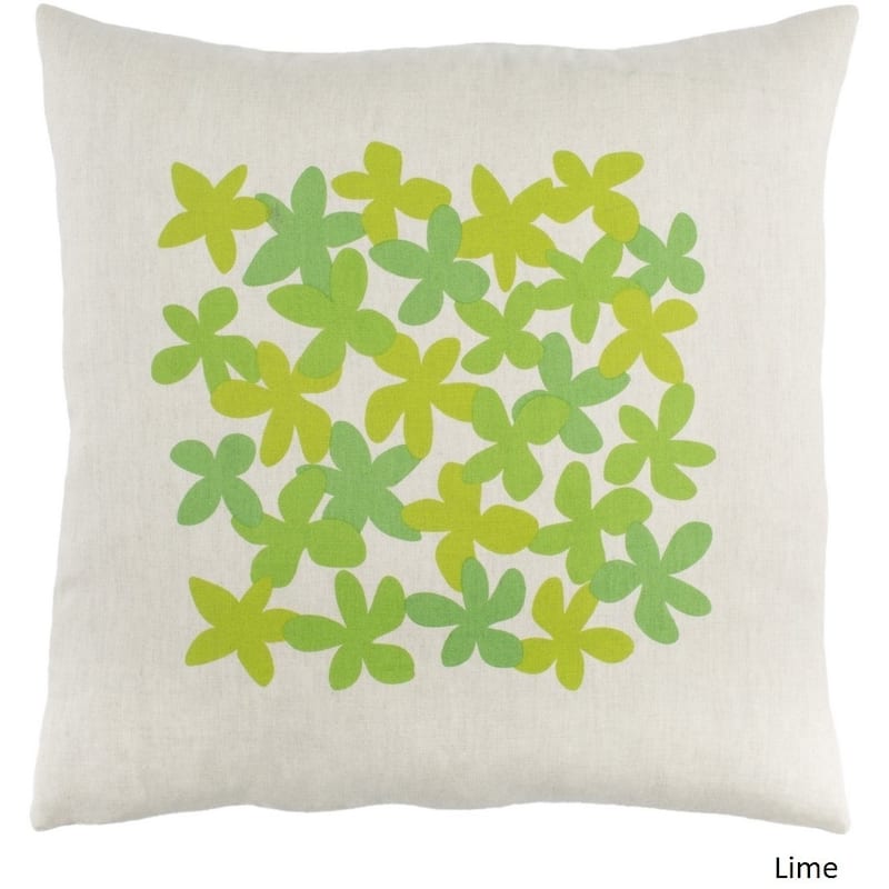 Decorative Poole 18-Inch Feather Down or Poly Filled Throw Pillow - Down - Green/White/Purple