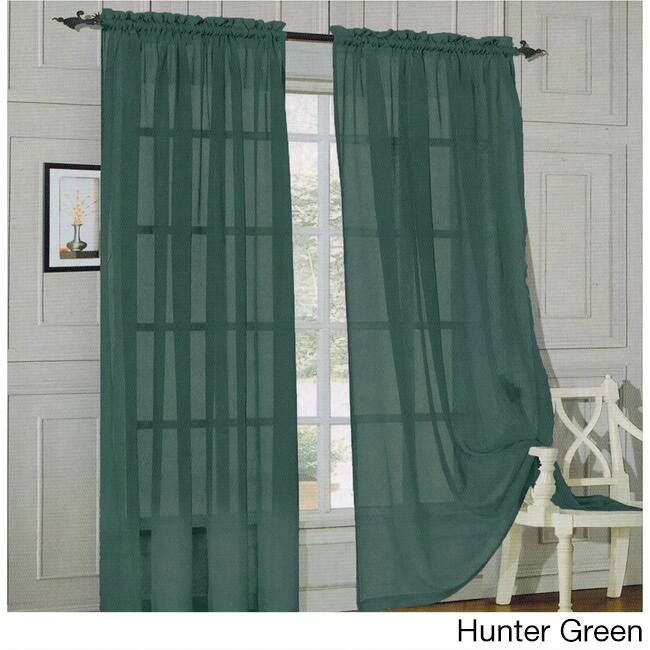 Elegant Comfort 84-inch Window Sheer Curtain Panel Pair - 60 x 84 - Hunter Green