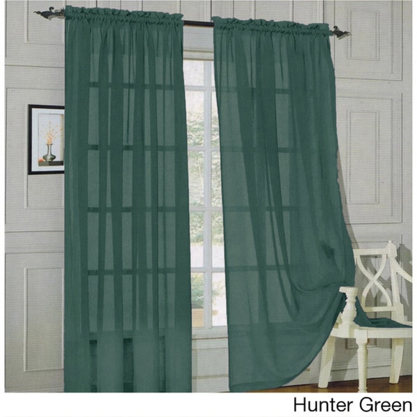 Sheer Voile 2-Piece Hunter Green Curtain Panel Solid Window Treatment 84/"