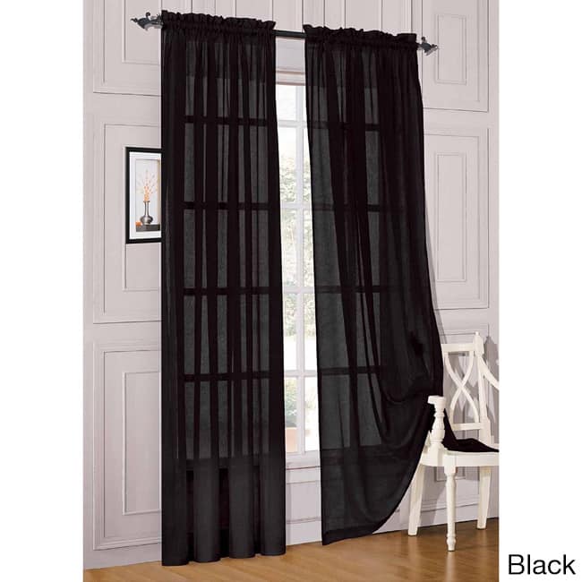 Elegant Comfort 84-inch Window Sheer Curtain Panel Pair - 60 x 84 - Black