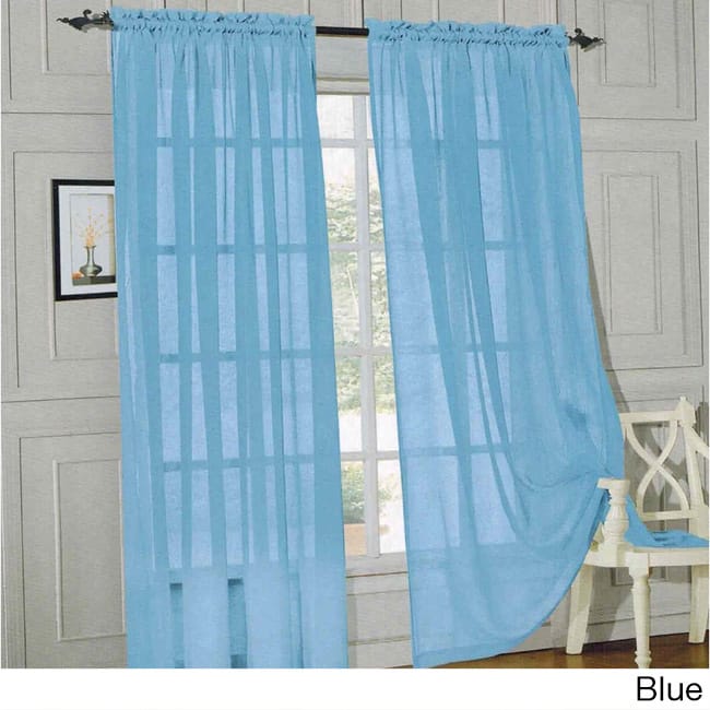 Elegant Comfort 84-inch Window Sheer Curtain Panel Pair - 60 x 84 - Light Blue