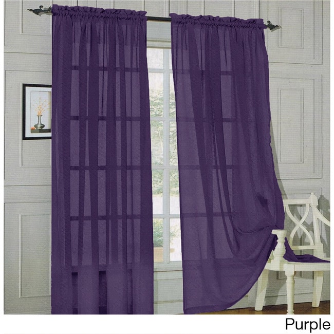Elegant Comfort 84-inch Window Sheer Curtain Panel Pair - 60 x 84 - Purple