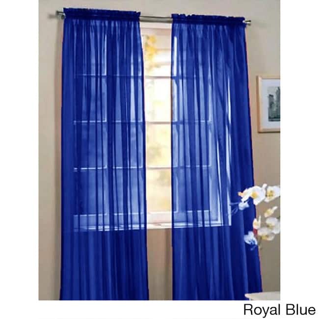 Elegant Comfort 84-inch Window Sheer Curtain Panel Pair - 60 x 84 - Royal Blue