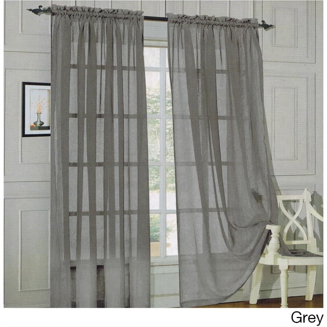 Elegant Comfort 84-inch Window Sheer Curtain Panel Pair - 60 x 84 - Grey