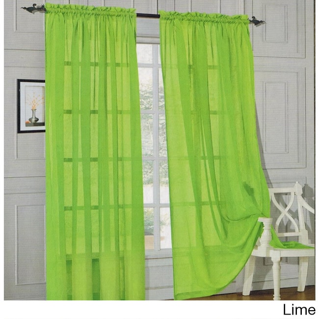 Elegant Comfort 84-inch Window Sheer Curtain Panel Pair - 60 x 84 - Lime