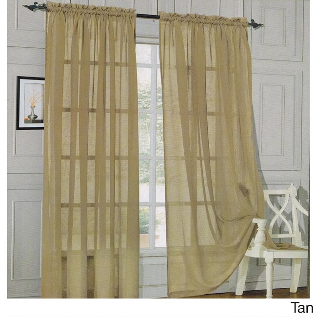 Elegant Comfort 84-inch Window Sheer Curtain Panel Pair - 60 x 84 - Tan