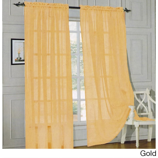 Elegant Comfort 84-inch Window Sheer Curtain Panel Pair - 60 x 84 - Gold