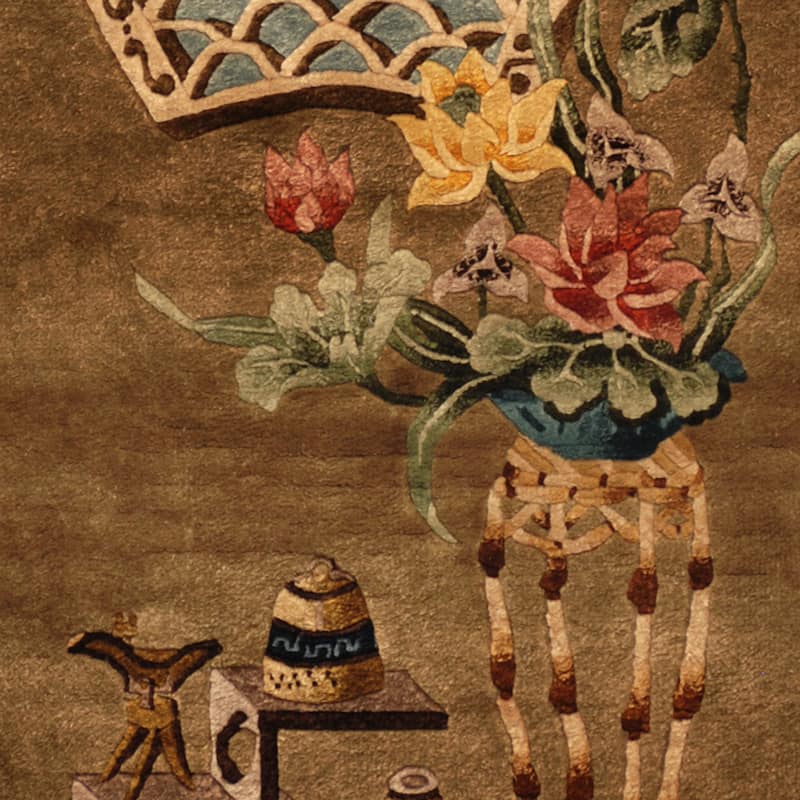 HERAT ORIENTAL Handmade One-of-a-Kind Sino Silk Rug - 2' x 4'