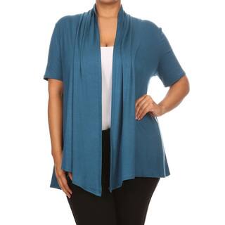 Women's Rayon Blend Plus Size Solid Cardigan