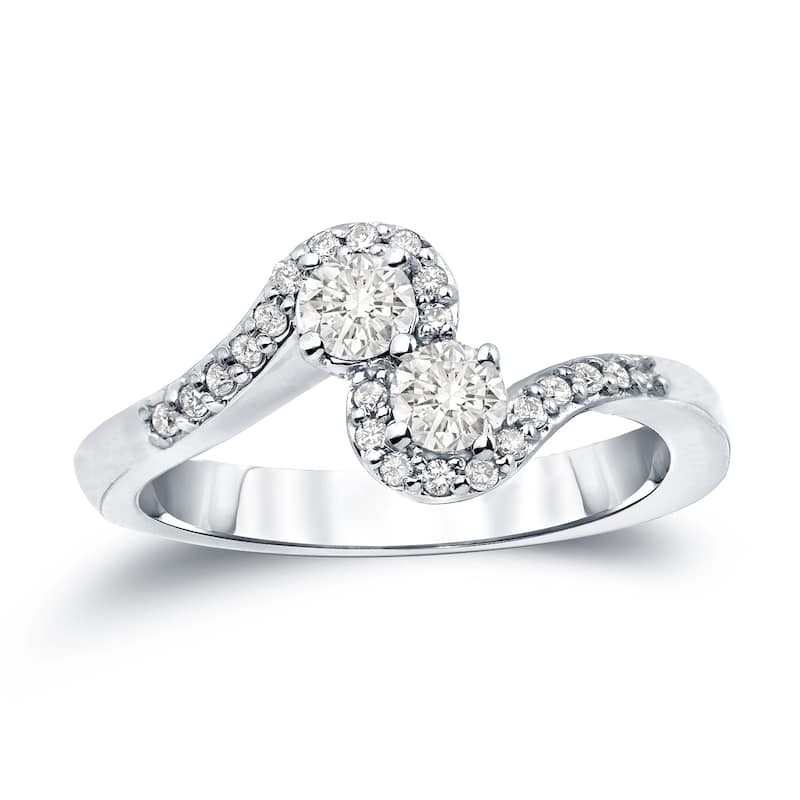 Auriya 14k Gold 1/2ct TDW Round 2-Stone Diamond Engagement Ring