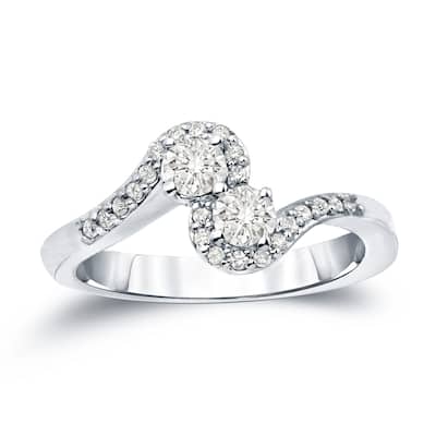 Auriya 14k Gold 1/2ct TDW Round 2-Stone Diamond Engagement Ring