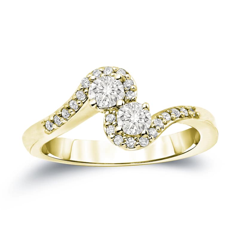 Auriya 14k Gold 1/2ct TDW Round 2-Stone Diamond Engagement Ring