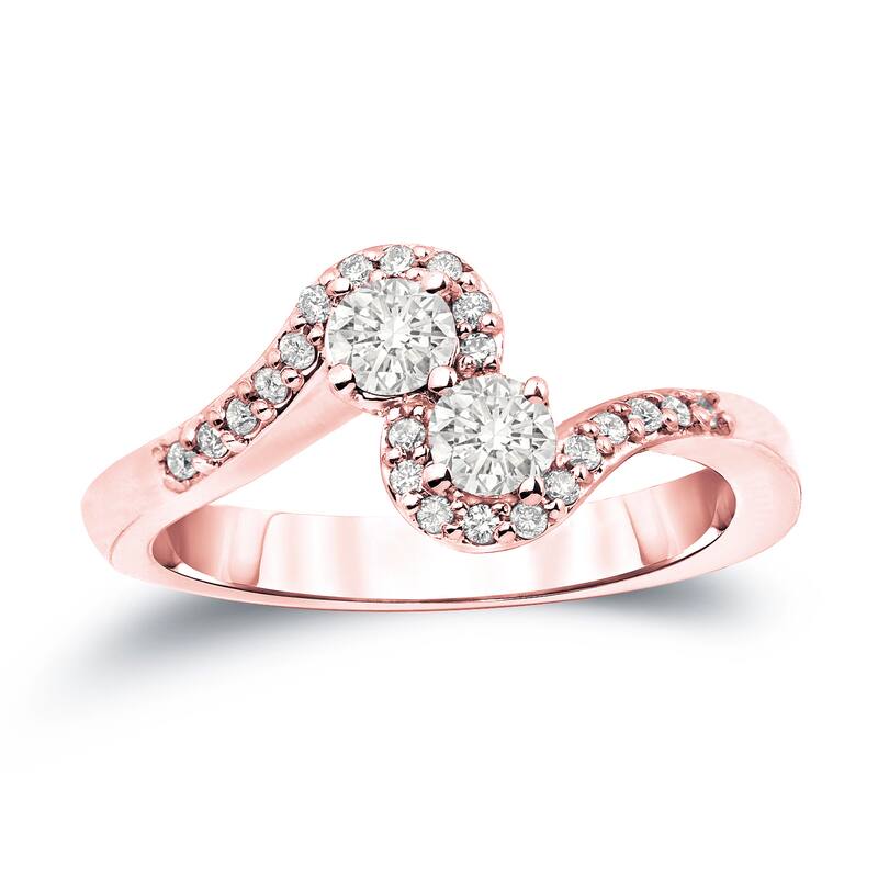 Auriya 14k Gold 1/2ct TDW Round 2-Stone Diamond Engagement Ring