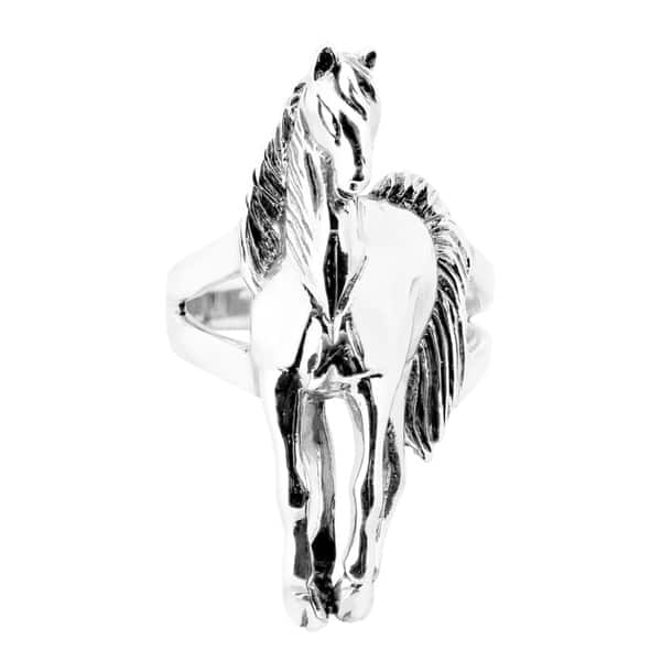 slide 1 of 7, Handmade Majestic Horse Sterling Silver Statement Ring (Thailand)