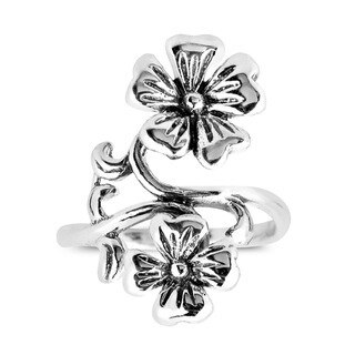 Four Petalled Smoky Flower Sterling Silver 