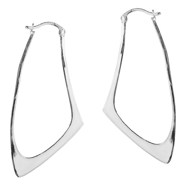 Handmade Contempo Shiny Bent V Lock .925 Silver Earrings (Thailand)