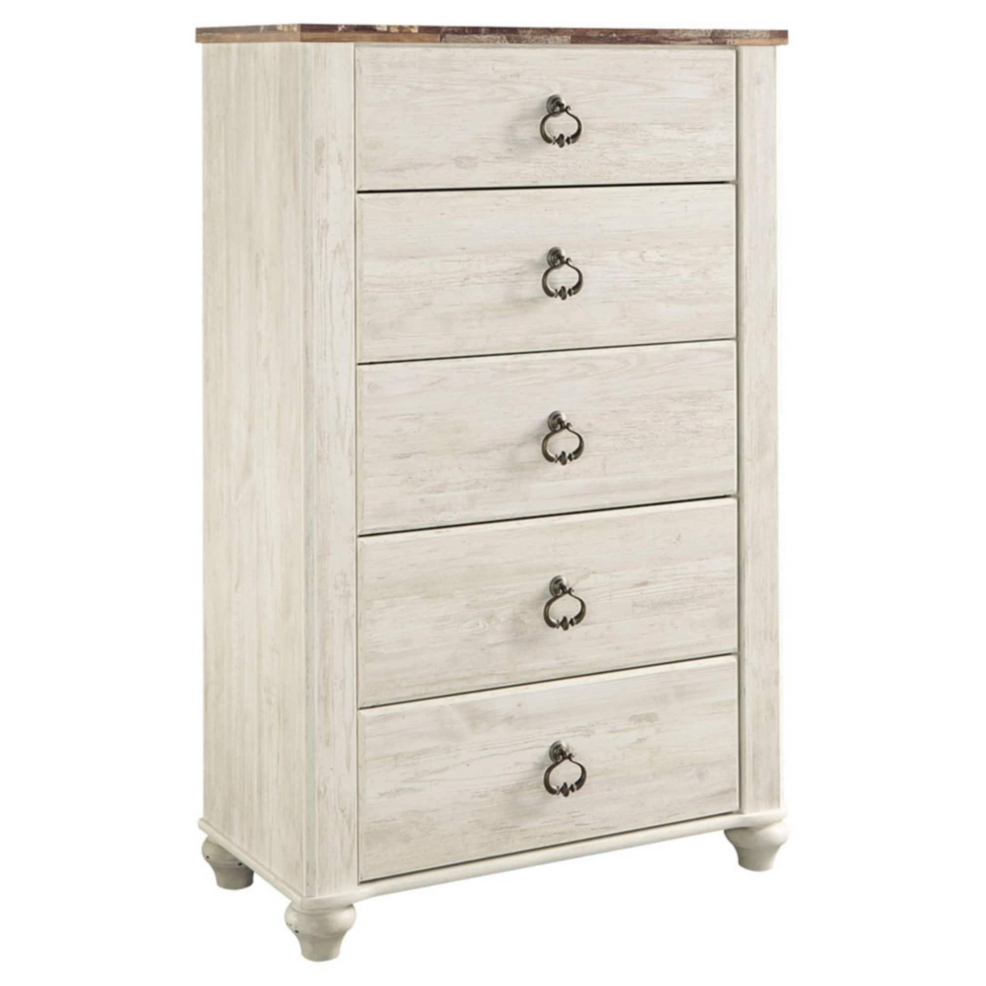 Shop Willowton White Five Drawer Chest Free Shipping Today