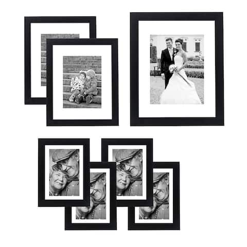 Americanflat 7-piece Wall Frame Set for One 8 x 10-inch Two 5 x 7-inch, and Four 4 x 6-inch Photos